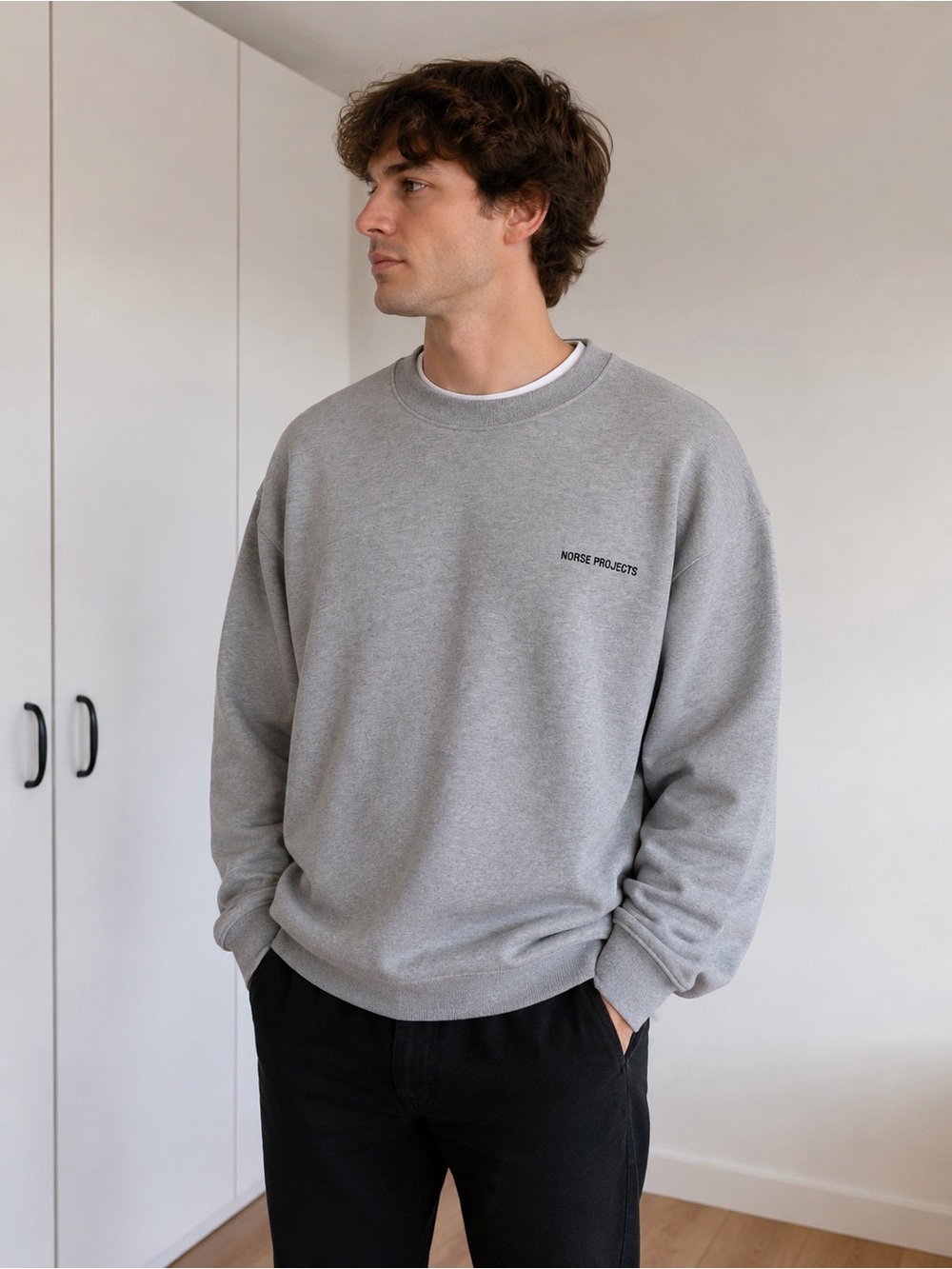Norse Projects Grey Logo Crewneck Sweatshirt XXL Scandinavian Minimalist Luxury